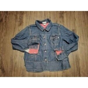 Christopher & Banks Jacket Womens Xl Denim Dark Wash Button Down Long Sleeve